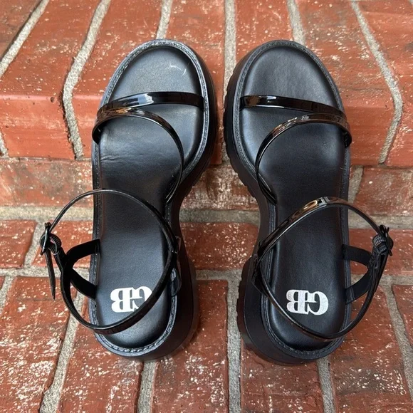 Gianni Bini GB Wildchild Black Platform Sandals Lug Sole Women's Size 7.5 - Picture 5 of 9